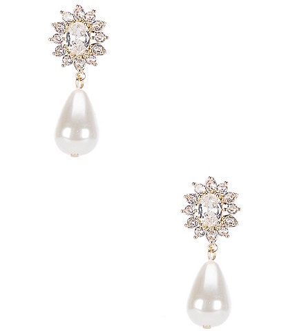 Southern Living Borrowed & Blue Collection Cubic Zirconia Stone with Pearl Drop Earrings