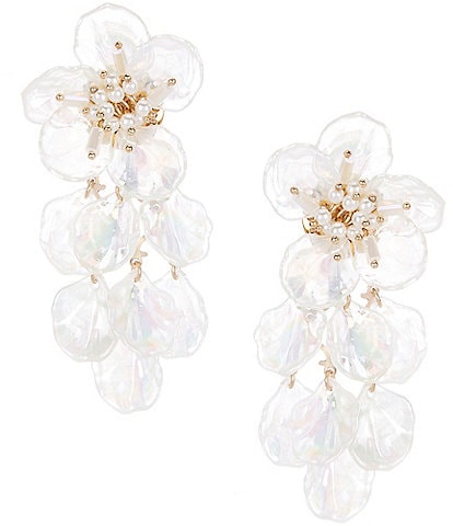 Southern Living Borrowed & Blue Collection Flower with Petal Shakey Pearl Drop Statement Earrings