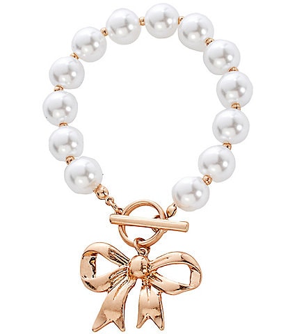 Southern Living Bow Pendant Pearl Line Bracelet
