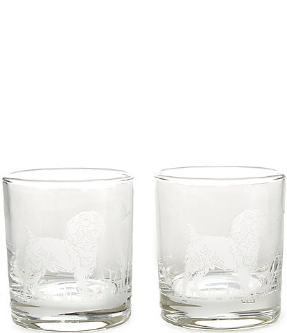 Southern Living Boykin Etched Double Old-fashion Glass, Set of 2