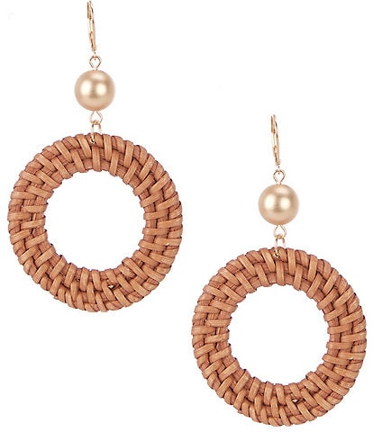 Southern Living Brass Bead Wicker Round Drop Earrings