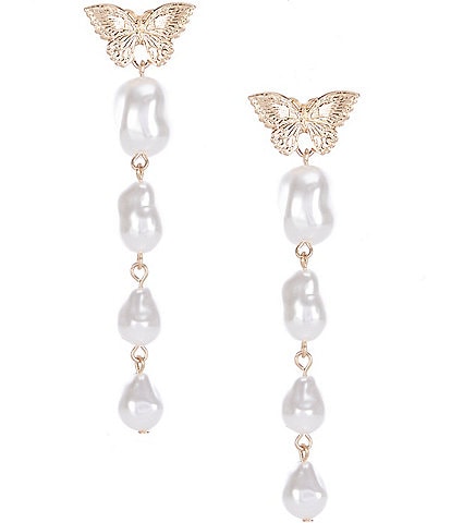 Southern Living Butterfly with Pearl Drop Earrings