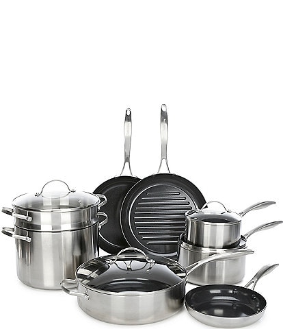 Southern Living by GreenPan Ceramic Nonstick Tri-ply Stainless Steel 12-Piece Cookware Set