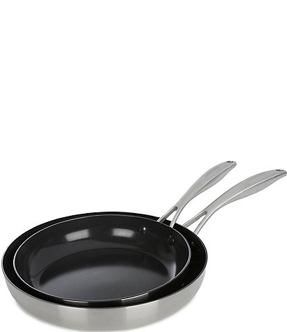 Southern Living by GreenPan Ceramic Nonstick Tri-ply Stainless Steel 2-Piece Frypan Set