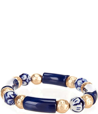 Southern Living Ceramic & Metal Beaded Stretch Bracelet