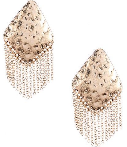 Southern Living Chain Tassels Hammered Drop Earrings