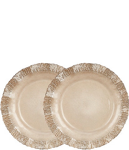 Southern Living Champagne Ruffle Chargers, Set of 2