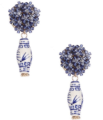 Southern Living Chinoiserie Beaded Flower Drop Earrings