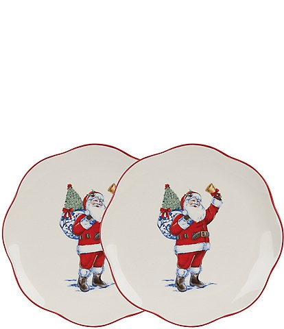 Southern Living Chinoiserie Christmas Santa Accent Plates, Set of 2