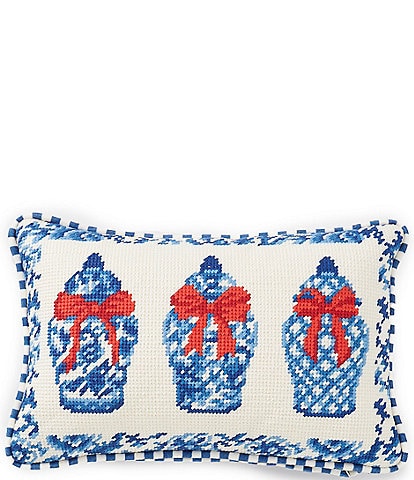 Southern Living Chinoiserie Ginger Jar Needlepoint Pillow