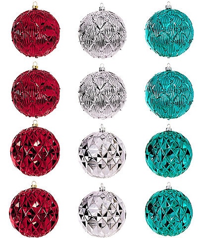 Southern Living Christmas Cheer Collection Glitter Textured Ball Ornament Set