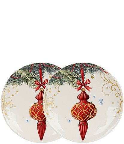 Southern Living Classic Christmas Ornament Accent Plates, Set of 2