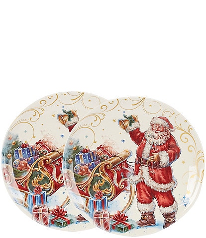 Southern Living Classic Christmas Santa Accent Plates, Set of 2