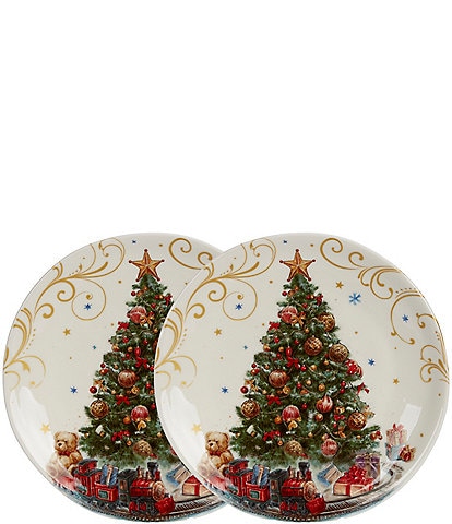 Southern Living Classic Christmas Tree Accent Plates, Set of 2