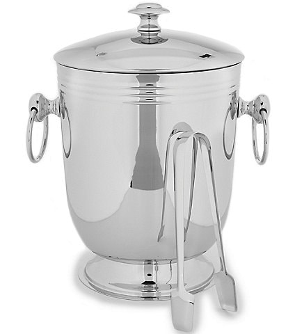 Southern Living Classic Ribbed Ice Bucket with Tongs
