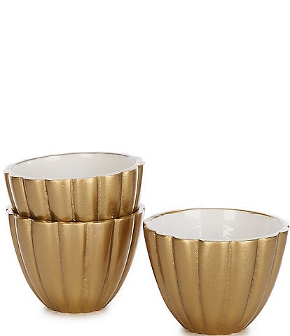 Southern Living Cluster Gold Scallop Dip Bowls, Set of 3