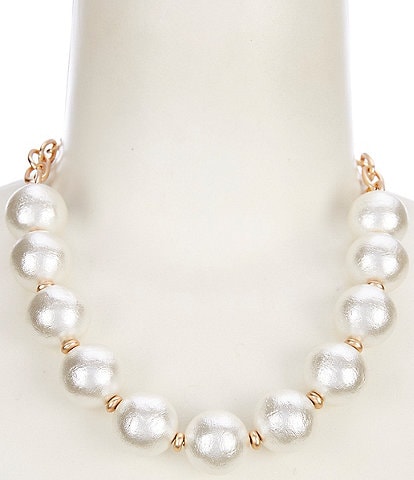 Southern Living Cotton Pearl Frontal Oval Chain Collar Necklace