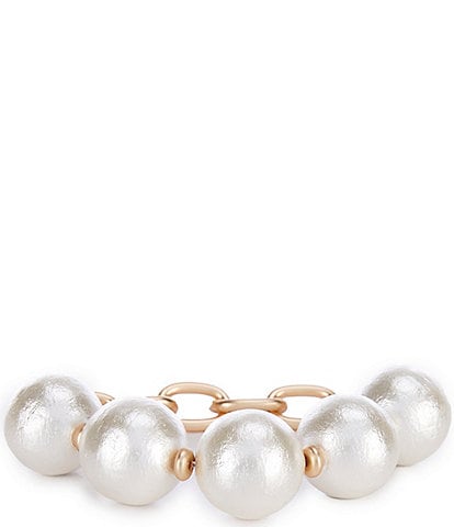 Southern Living Cotton Pearl Oval Chain Stretch Bracelet
