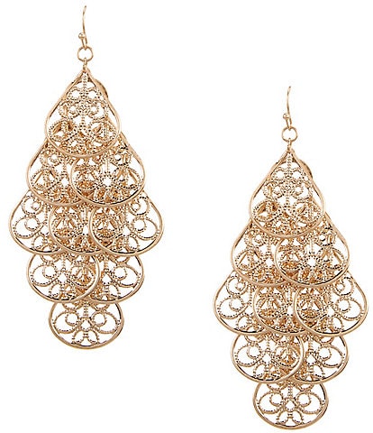 Southern Living Cutout Shakey Teardrop Chandelier Statement Earrings