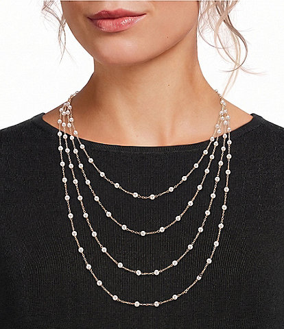 Southern Living x Borrowed & Blue Delicate Pearl Beaded Multi Strand Necklace
