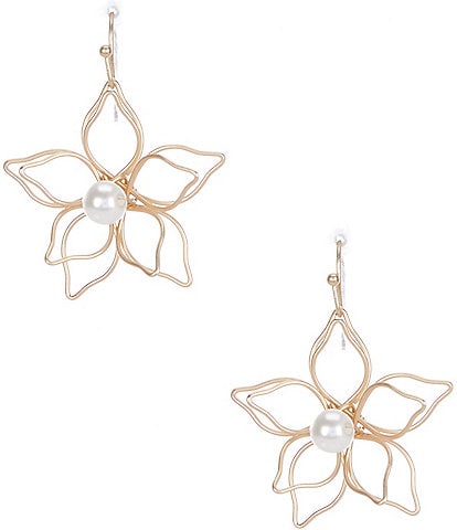 Southern Living Delicate Wire Pearl Flower Drop Earrings