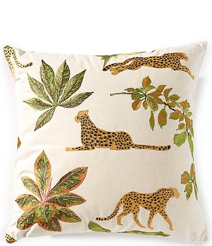Southern Living Design House Verdant Embroidered Cheetah Decorative Square Pillow