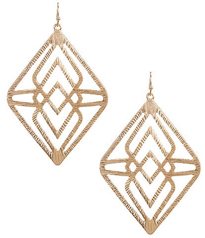 Southern Living Diamond Open Cutout Drop Statement Earrings