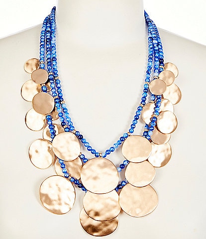 Southern Living Discs Beaded Multi Strand Statement Necklace