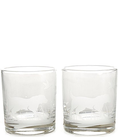 Southern Living Dog Etched Double Old-fashion Glass, Set of 2