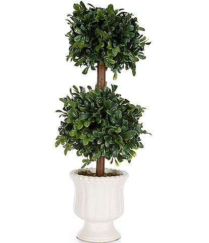 Southern Living Double Ball Topiary Faux Boxwood Potted Plant