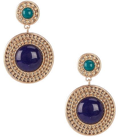 Southern Living Double Disc Drop Earrings with Semi Precious Stones