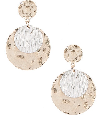 Southern Living Double Disc with Detail Drop Earrings