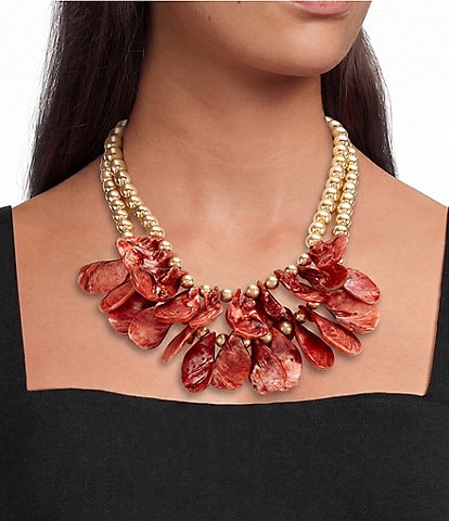 Southern Living Double Layer Shell Statement Necklace