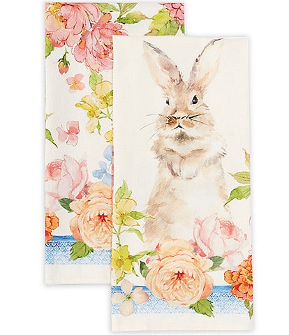 Southern Living Easter Bunny and Floral Towels, Set of 2