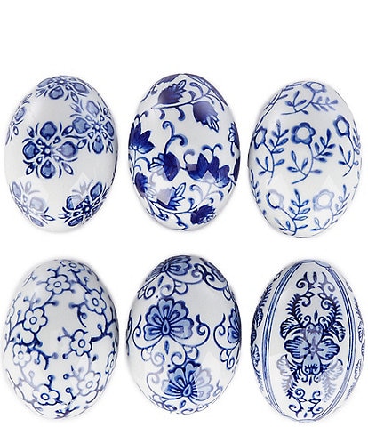 Southern Living Easter Collection Blue & White Chinoiserie Decorative Egg 6-Piece Set