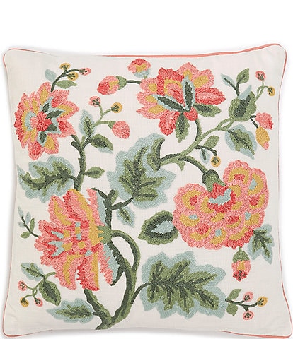 Southern Living Embroidered Floral Spray Square Pillow