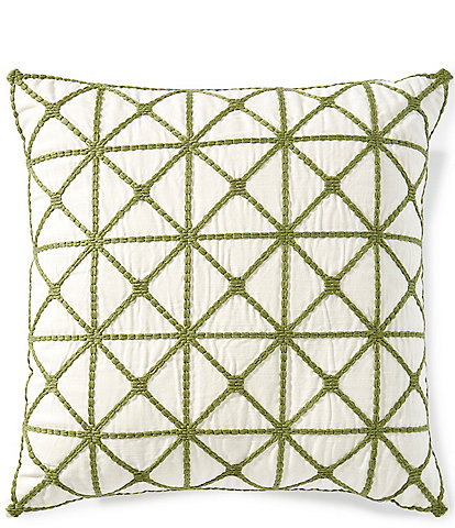 Southern Living Embroidered Lattice Decorative Square Pillow