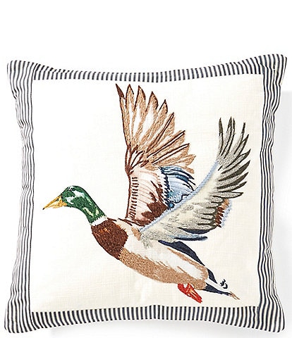 Southern Living Embroidered Mallard Print Square Pillow
