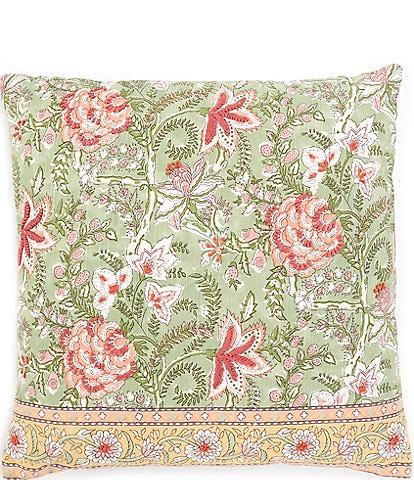 Southern Living Embroidered Offset Block Print Square Pillow