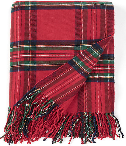 Southern Living Emory Plaid Fringed Throw Blanket