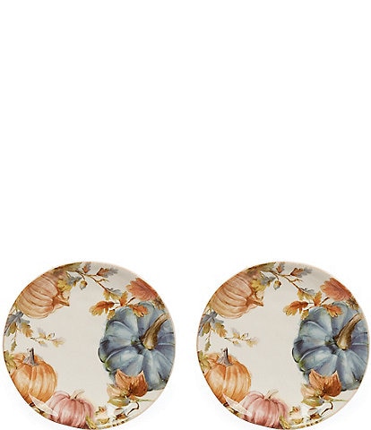 Southern Living Festive Fall Collection 4 Heirloom Pumpkin Accent Plates, Set of 2
