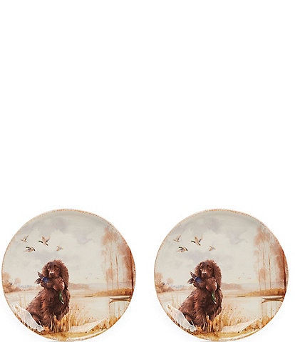 Southern Living Festive Fall Collection Boykin Dog with Duck Accent Plates, Set of 2