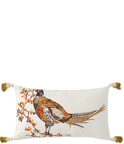 Southern Living Festive Fall Collection Embroidered Pheasant Pillow