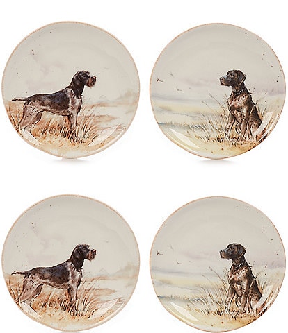Southern Living Festive Fall Collection German Pointer Hunting Dogs Assorted Accent Plates, Set of 4