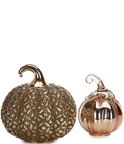 Southern Living Festive Fall Collection Mercury Glass & Mosaic Pumpkin Set