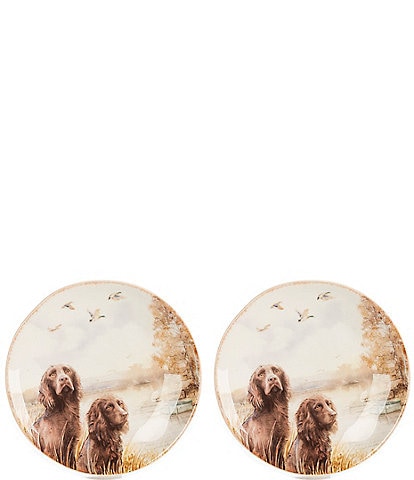 Southern Living Festive Fall Collection Two Boykin Hunting Dogs Accent Plates, Set of 2