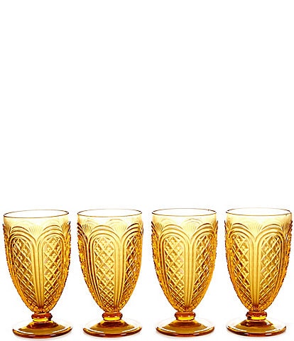 Southern Living Festive Fall Collection Vintage Amber Footed Goblets, Set of 4