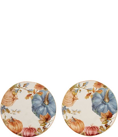 Southern Living Festive Fall Pumpkin Wreath Accent Plates, Set of 2