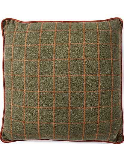 Southern Living Festive Fall Reversible Harvest Woven Plaid Square Pillow