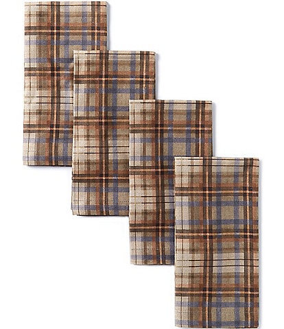 Southern Living Festive Fall Wetland Plaid Napkins, Set of 4